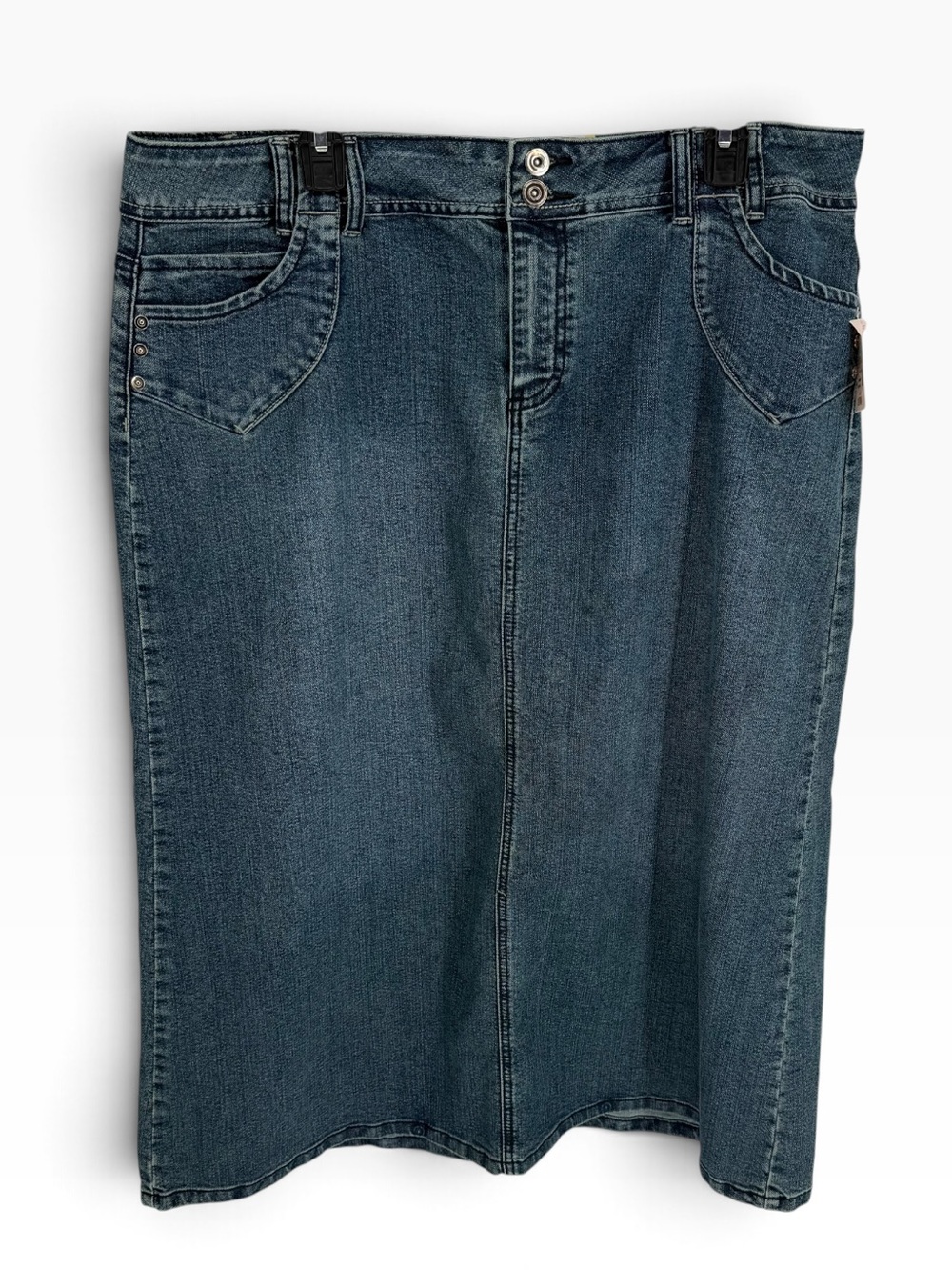 DressBarn Women's Maxi NWT Denim A-Line Skirt Size 18W Blue Cotton 5-pocket